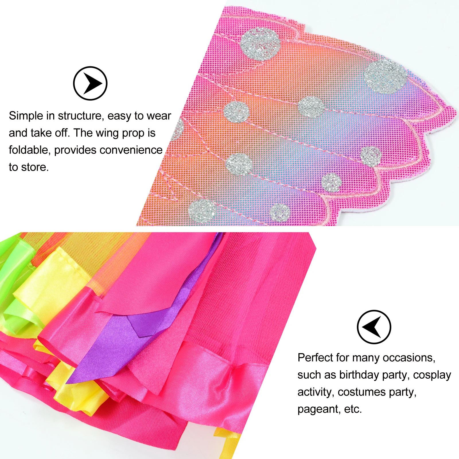 

3pcs 1 Set Butterfly Wings Costume Kids Fairy Stick Skirt Accessories Party Cosplay Fancy Dress Prom Opera Banquet Decorative