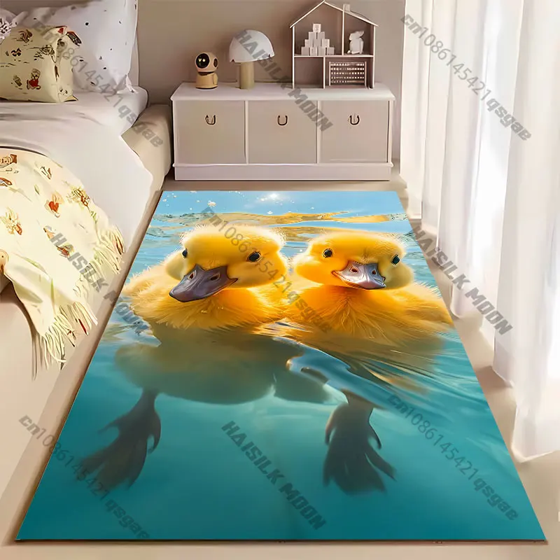Adorable ducklings swimming together carpet Yoga living room room decor children's crawling mat doormat area rug games mat