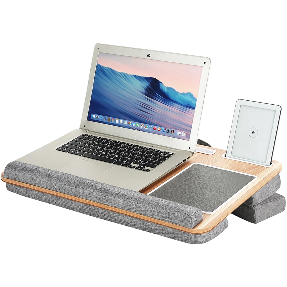 Portable Lap Laptop Desk with Pillow Cushion Home Office Lap Desk with Mouse Pad and Phone Holder Fits Up To 17.3 Inches Laptop