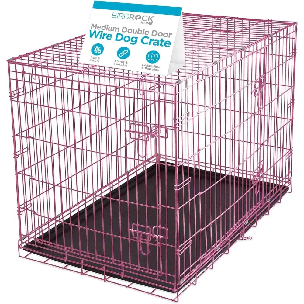 

Internet's Best Wire Dog Crate for Dogs - Double Door Metal Steel Crate, Indoor Folding & Collapsible Cage, Secure & Durable, Po