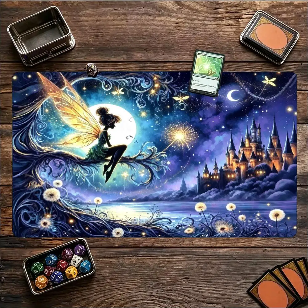 Moon Dragon Fantasy TCG Playmat Large Non Slip Rubber Mat Smooth Cloth Surface Trading Card Battle Pad For Tabletop Card Gaming
