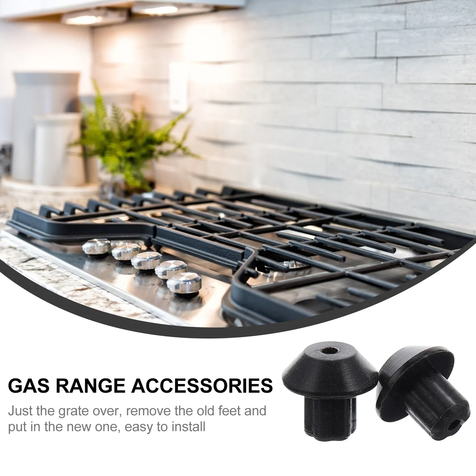 48Pcs Gas Range Burner Grate Feet Rubber Foot Replacement Pads Stove Burner Accessories Cooker Cooktop Protective Anti-Tilt