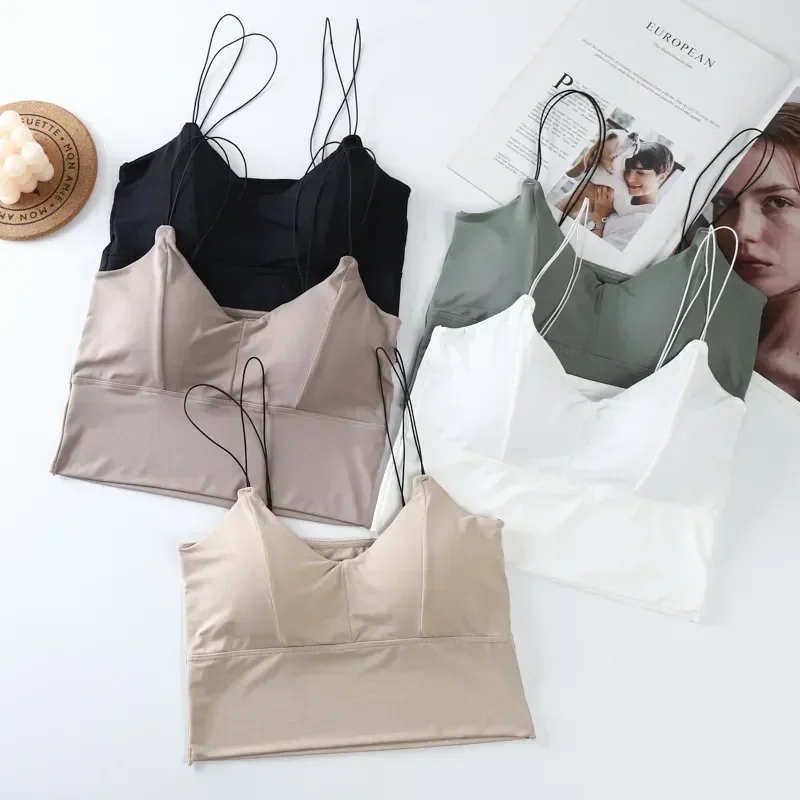 

Silk Top Women Seamless Camisole Gathered Ice Wrap Chest Sports Underwear Chic Tube Bra Corset Y2k Crop Womens Tops Cooling