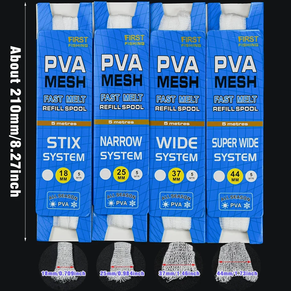 5M/Karte 18mm 25mm 37mm 44mm Breite Karpfen Angeln PVA Net Löslich Schmale Fisch mesh Net Refill Strumpf Feeder Falle Köder Tasche – Detail 2