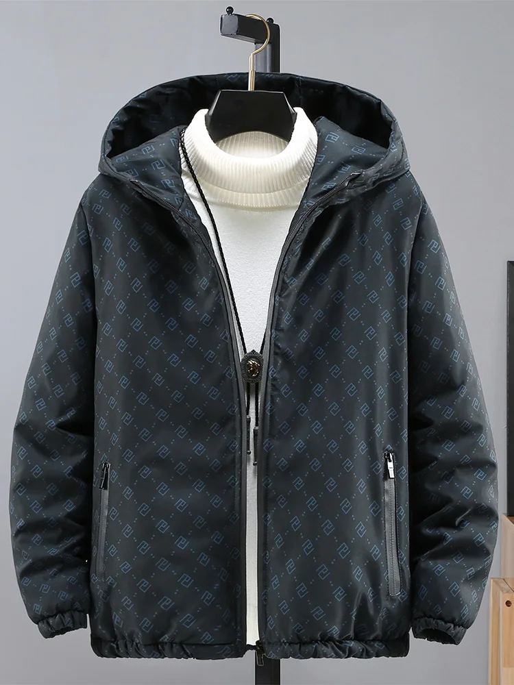 

Мужская хлопковая куртка с капюшоном, стеганая, модная уличная одежда, утепленная, из полиэфирного волокна, с длинными рукавами, на молнии, теплая