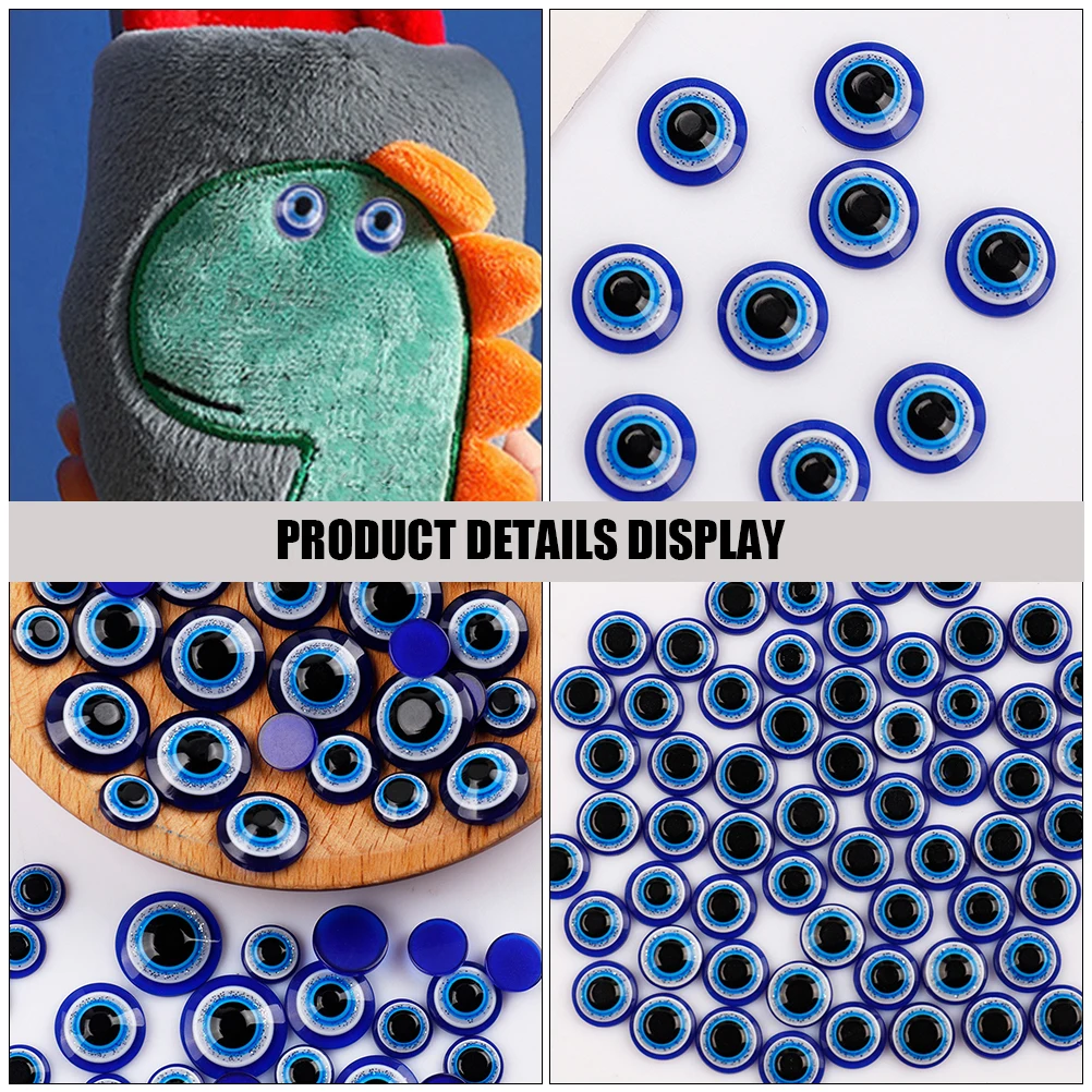 

100pcs Eye Patch Blue Resin Beads Flat Back 10mm DIY Jewelry Craft Supplies Evil Eye Charm Round Accessories Party