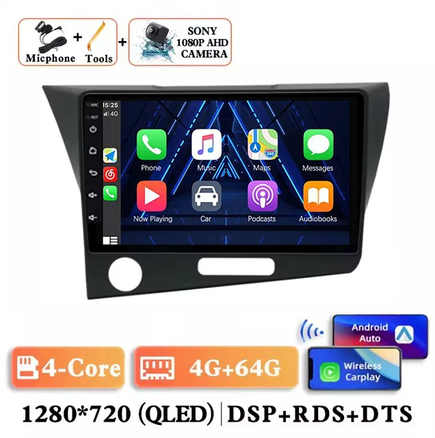 Android 16 autoradio voor Honda CRZ lhd 2010 - 2016, BT stereo, geen 2din video, draadloze Carplay, Auto ADAS, multimedia, 4G speler, DSP