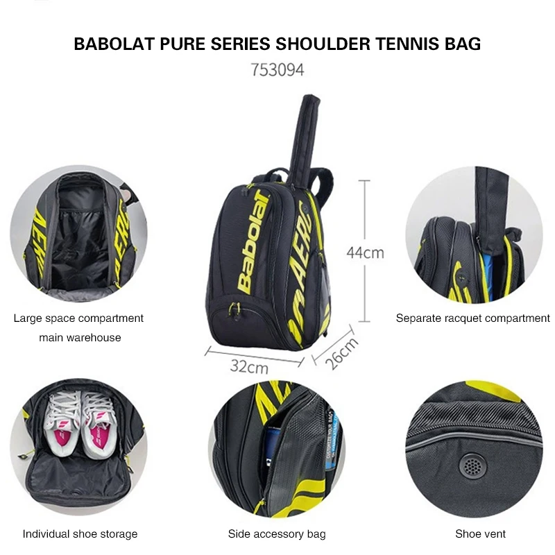 Originele Babolat Pure Aero 2 Tennisrackets Tas Tennistas Rugzak Badminton Padel Racket Squash Racket Rugzak Tenis Raqueta