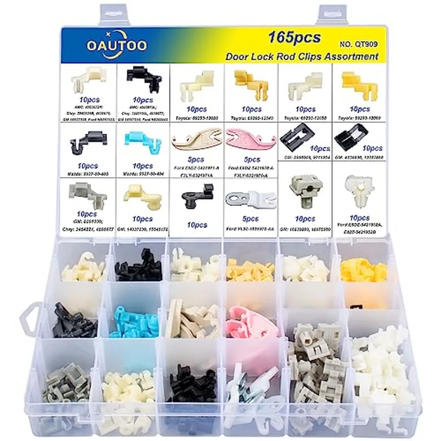 

165pcs Door Lock Rod Clips Assortment for GM Ford Chrysler Toyota Mazda