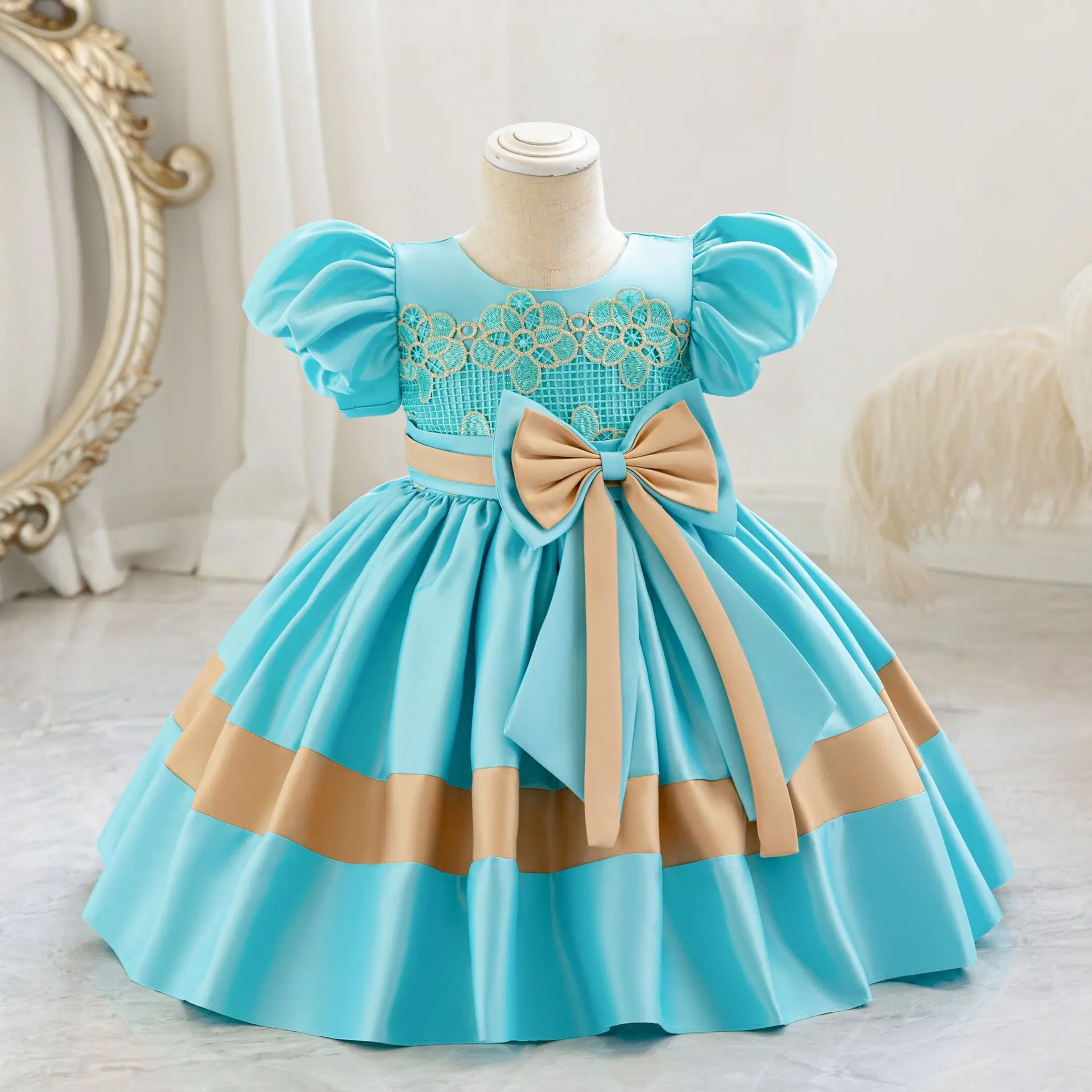 

HETISO Little Princess Dress Embroidered Flower Baby Girl Party Ball Gown for Ages 1-6 Perfect Christmas Birthday Kids Gift