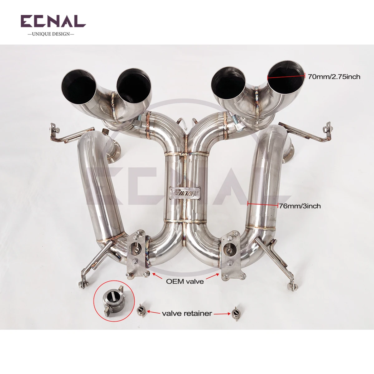 

Ecnal Exhaust GINTANI Axle-back Pipe with Valve Muffler SS304 Car Sport Exhaust System for Lamborghini Revuelto 2024+
