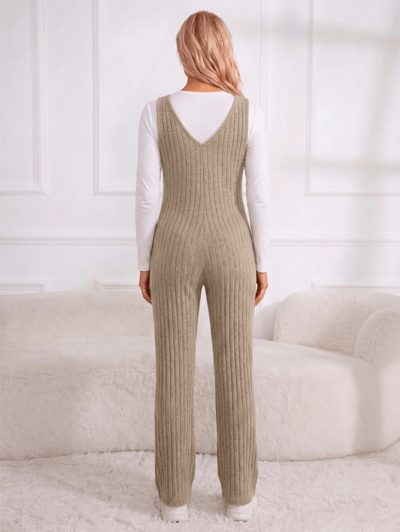Pregnant women's autumn onesie knitted casual versatile jumpsuit maternity clothing does not include tops