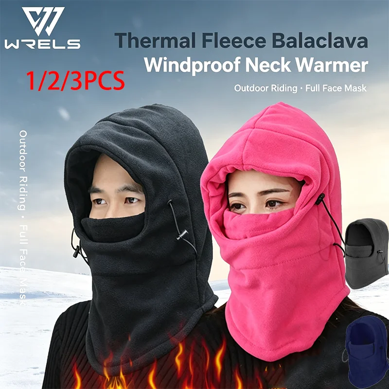 1/2/3PCS Winter Scarves Hats Balaclava Women Men Thermal Fleece Hiking Neck Warmer Windproof Outdoor Riding Full Face Mask