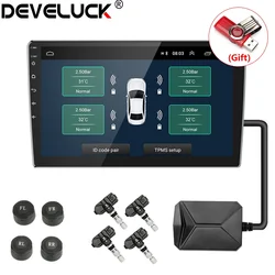 Car Android Tire Pressure Monitoring System, USB, Externo, Sensores Internos, Alarme de Temperatura, Rádio, DVD Player, 4 Pneu, TPMS