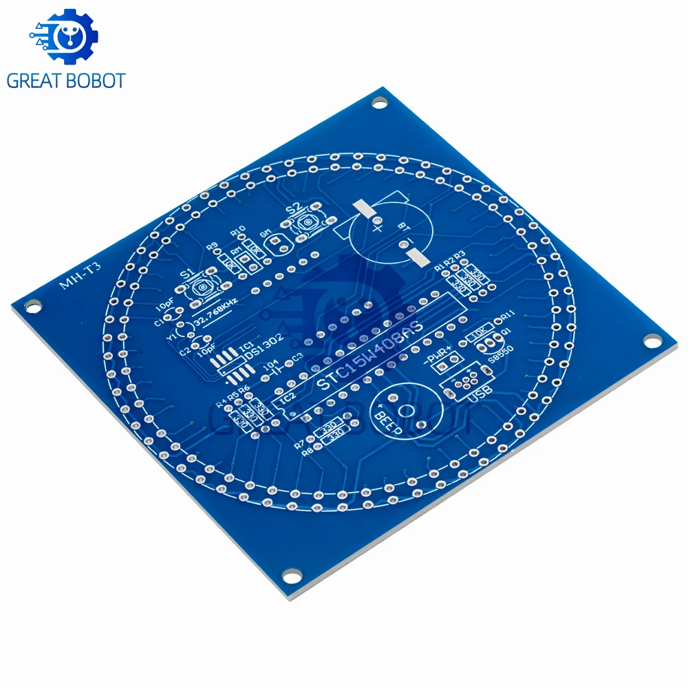 DS1302 Electronic Rotating LED Clock Module, DIY Soldering Kit with Alarm and Temperature Detection Function