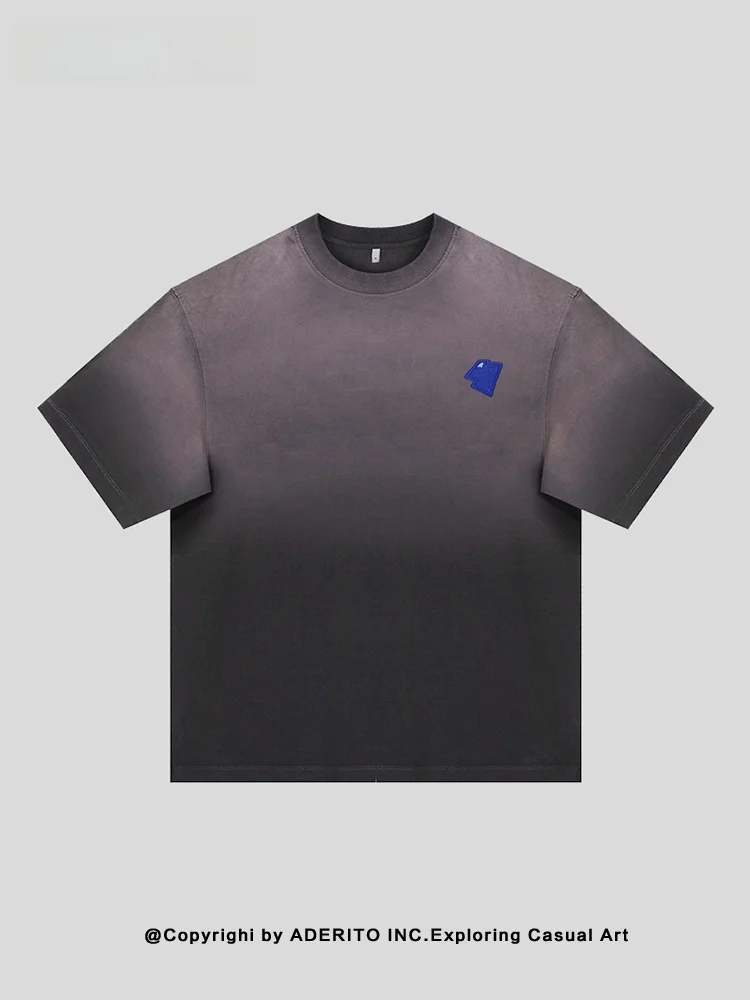 

Футболка JJ NANA в стиле ретро с эффектом потертости, свободного кроя, с вышивкой, повседневный хлопковый топ для молодежи, летняя одежда