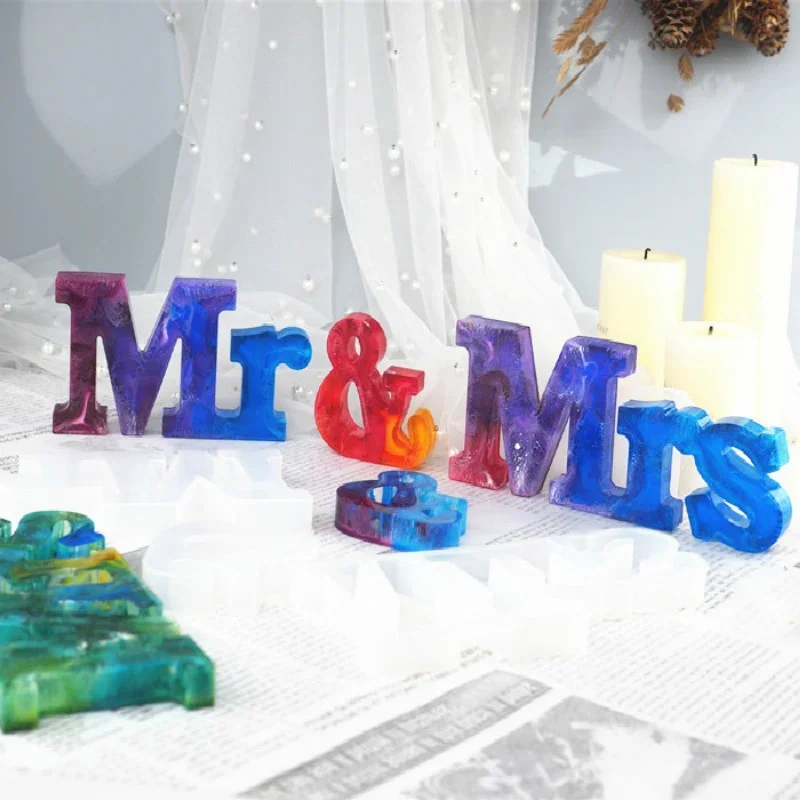 

DIY украшения из смолы с буквами, комбинация английских слов, мистер и миссис, силиконовое зеркало, большая клеевая форма