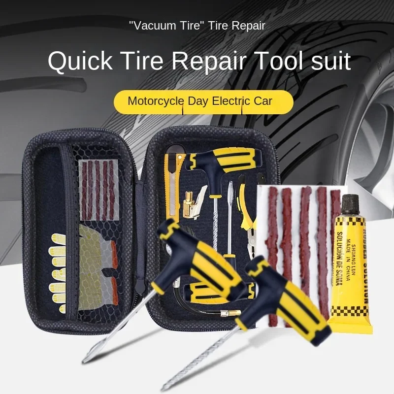 

LINGXUN Car Motorcycle Tire Repair Kit Tire Repair Kit Nail Set Car Bicycle Tubeless Tire Puncture Plug Tool Rubber Strip