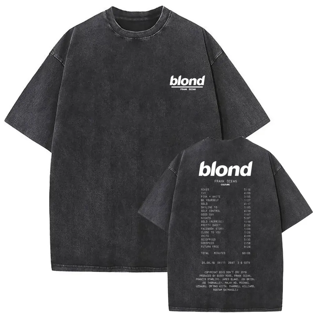 Washed Vintage Rapper Frank Oversized Tshirt Blond Graphic T-shirts Men Women Ocean Hip Hop T Shirt Men's Fashion Casual Tees