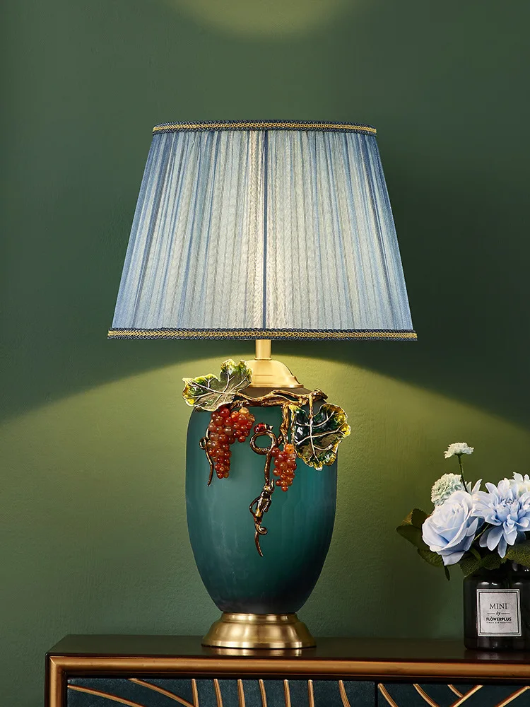 American all-copper enamel color desk lamp creative romantic bedroom bedside lamp