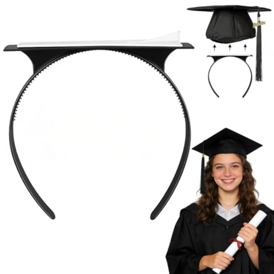 

Graduation Cap Headband Insert, Firm Anti-Fall Hair Bands for Grad Cap, Secures Graduation Hat and Keeps Hairstyle, Grad Hat Ac