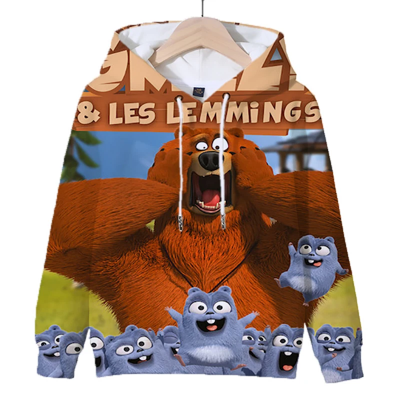 Funny Grizzy And The Lemmings Print Hoodies Boys Girls Harajuku Sweatshirt Autumn Pullover Kids Cartoon Casual Tops Y2k Clothes