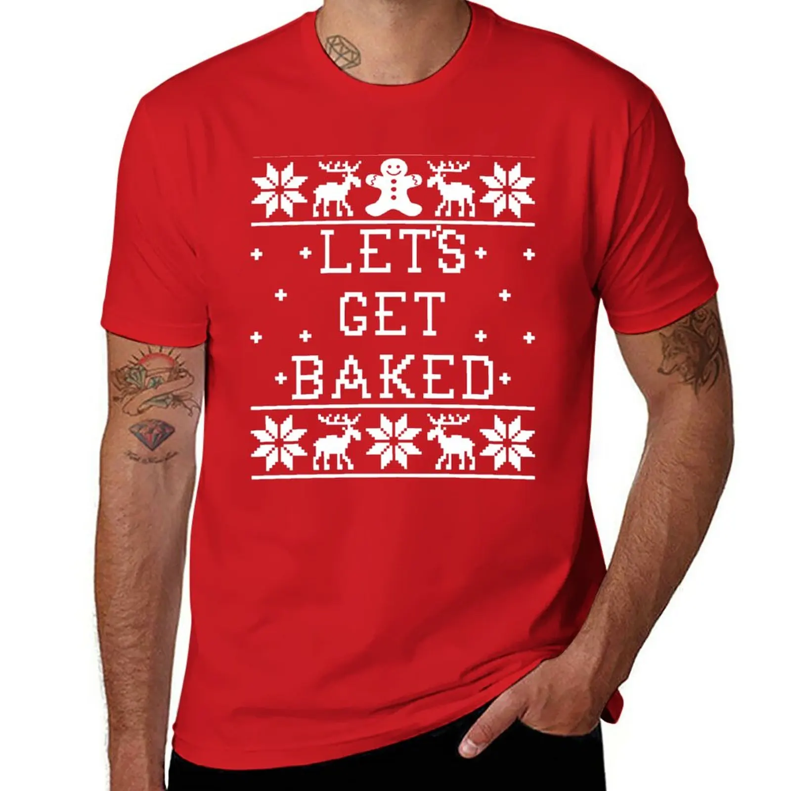 Let's Get Baked - Ugly Christmas Sweater T-Shirt cute clothes Tee shirt summer tops big and tall t shirts for men