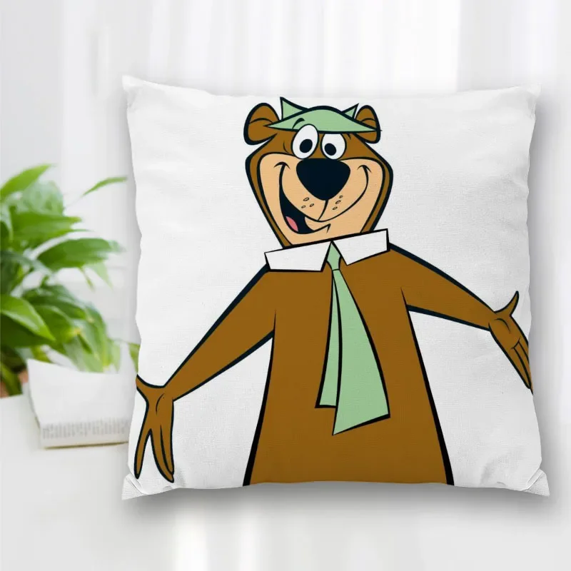 High Quality Custom Yogi Bear Anime Square Pillowcase Zippered Bedroom Home Pillow Cover Case 20X20cm 35X35cm 40x40cm