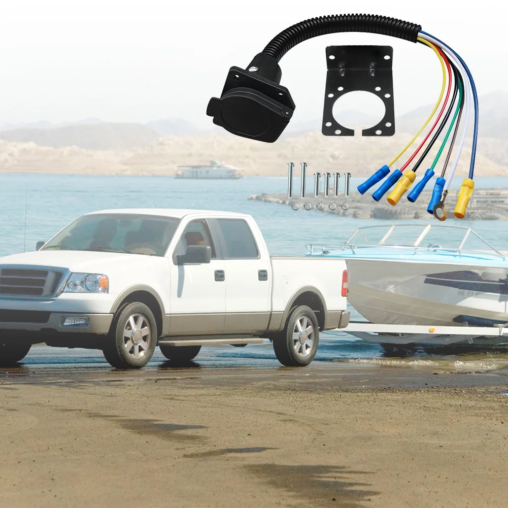 موصل السيارة الأمريكية مع قوس 7 طرق أنثى نهاية مقطورة المقبس متعدد الوظائف للمقطورات المعسكر الأنشطة الخارجية #6