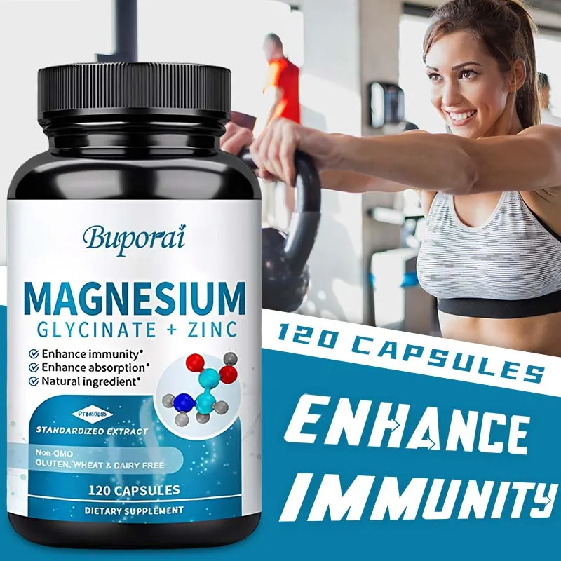 

Magnesium Glycinate + Zinc - Improves Sleep Quality, Promotes Cardiovascular Bone and Heart Health, Promote Intestinal Digestion