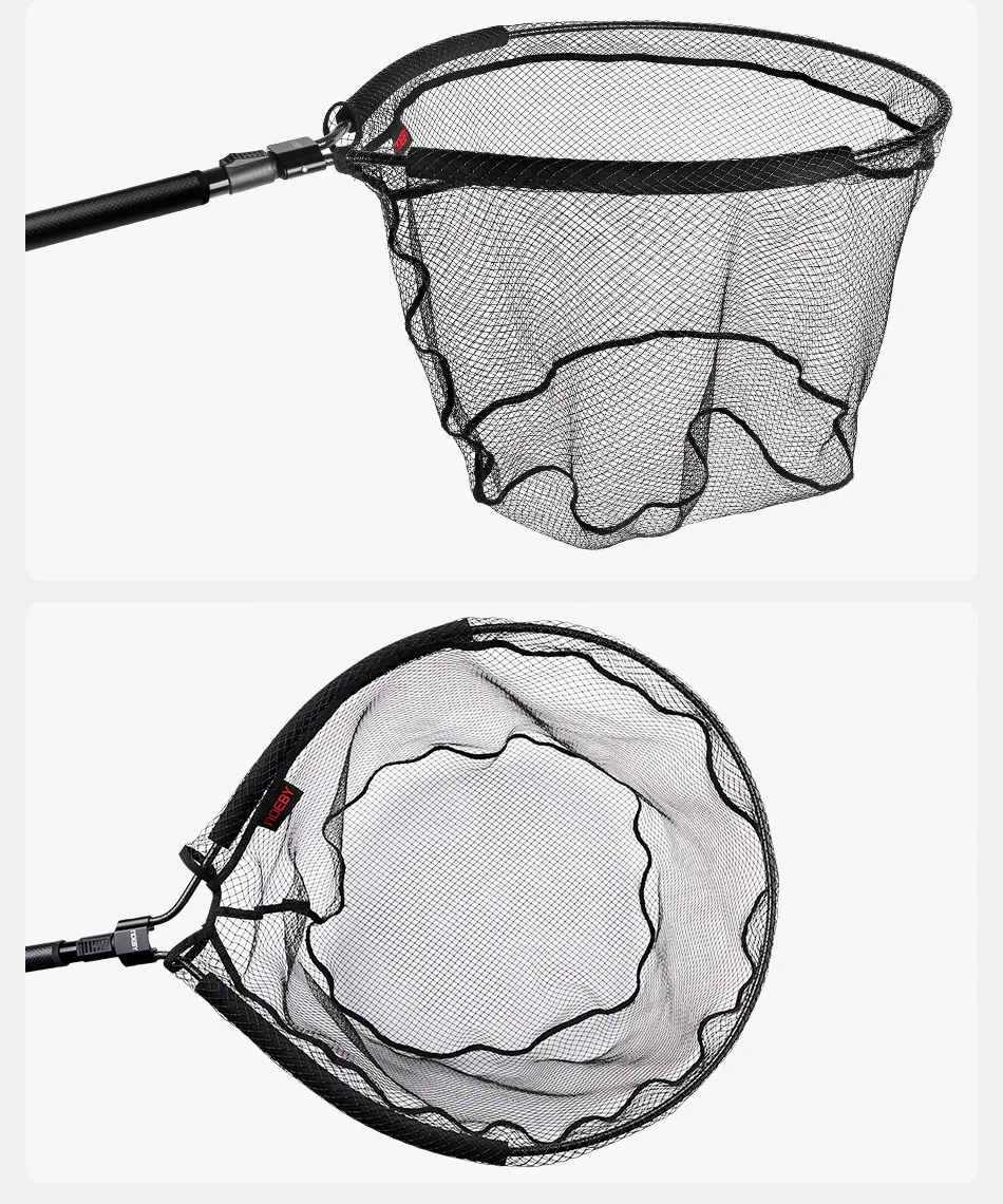 NOEBY Telescopic Landing Net Full Carbon Frame Folding Floating Fishing Net 122-326cm Long Handle 60x50cm