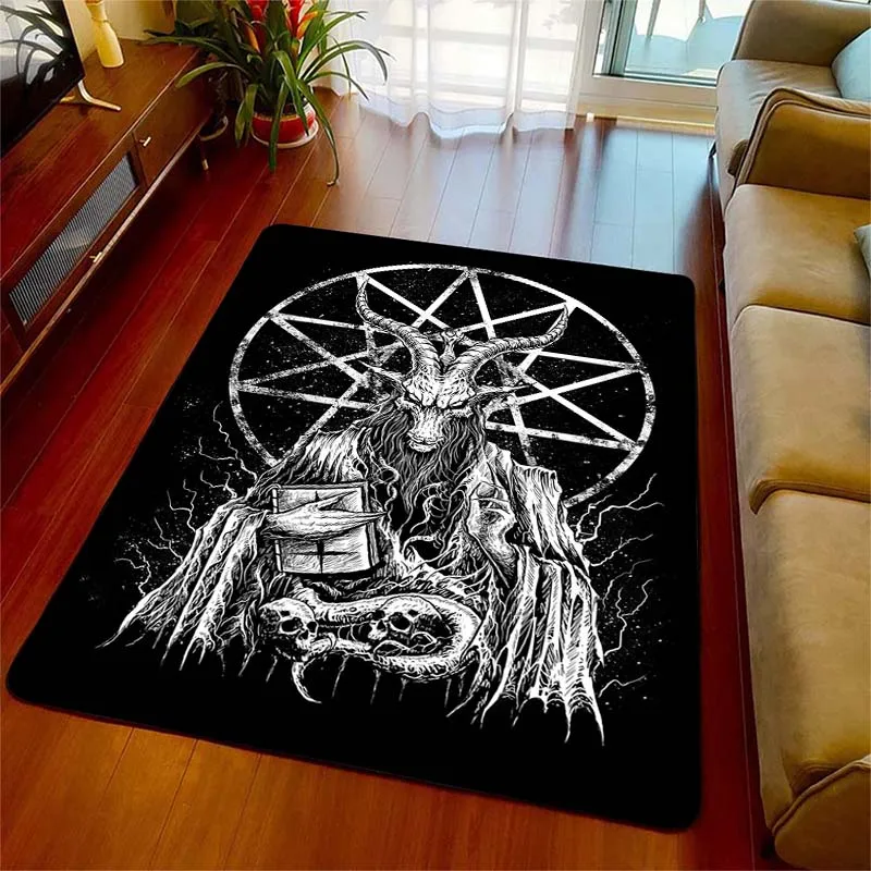 15 Sizes Demon Baphomet Pattern Rug Carpet for Living Room Bathroom Mat Creative Doormat Carpet for Bedroom Home Decor