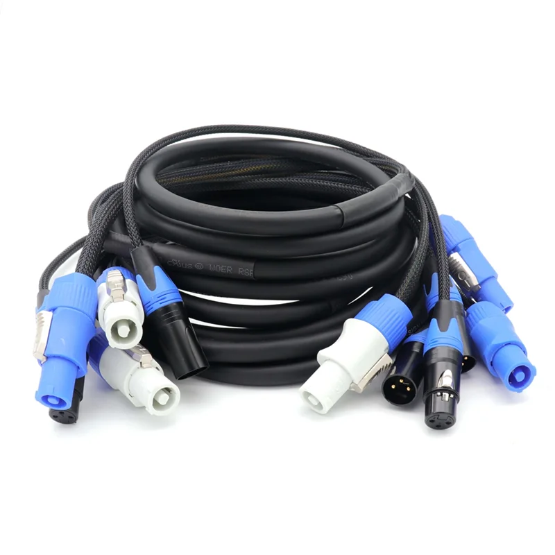 HHO-High Quality For Stage Lighting Led Screen Powercon 3-Pin XLR Combo Cable 1M/5M DMX512 Power Con Cable