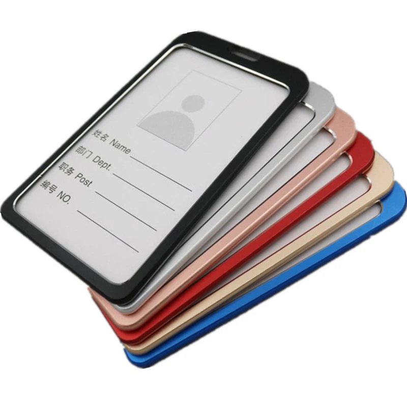 Capa de cartão de trabalho de liga de alumínio, funcionários do pessoal, porta-cartões com identificação e etiqueta, porta-cartão de acesso, capa para estudantes e ônibus