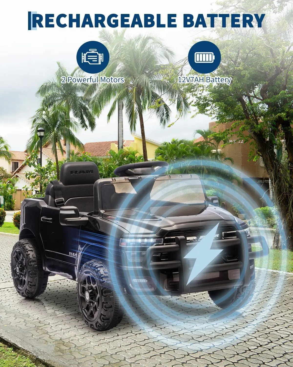 子供用乗用車 電動トラックカーおもちゃ リモコン付き、スプリングサスペンション、LEDライト、音楽、幼児向け男の子女の子3-8歳向け