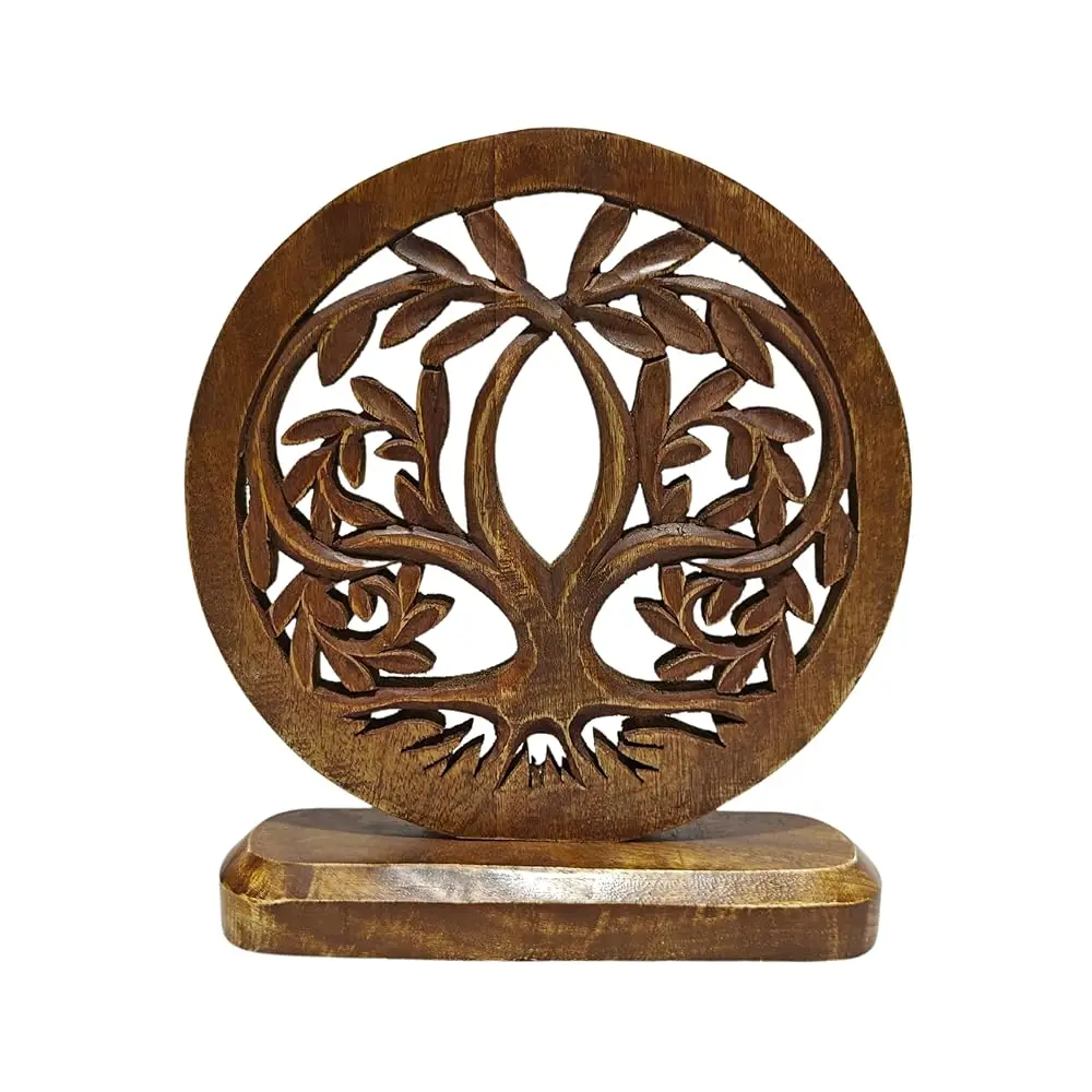 

® Wooden Carved Handmade Engraved Table Decor Tree Shape Table Sculpture Home Decor Statue For Living Room, Bedroom, Office