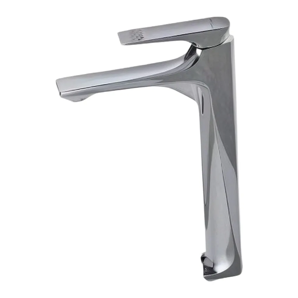 Elevated Sink Faucet for Bathroom Vanity Applications with Polished Silver Exterior and Solid Copper Alloy Internal Structure