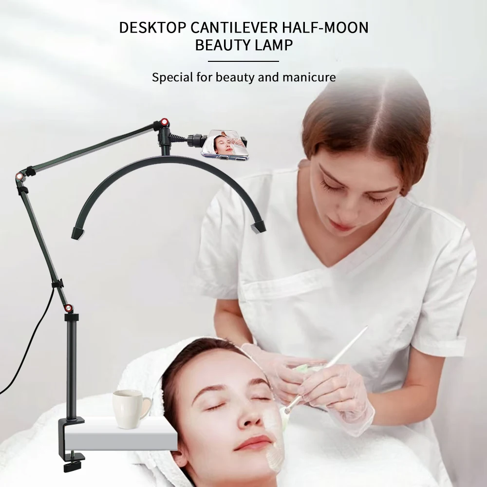 LED Half Moon Lamp Eyelash lighting Semi-Permanent Ring Light Beauty Table Clamp Cradle Makeup Tattoo Salon Nail Extensions