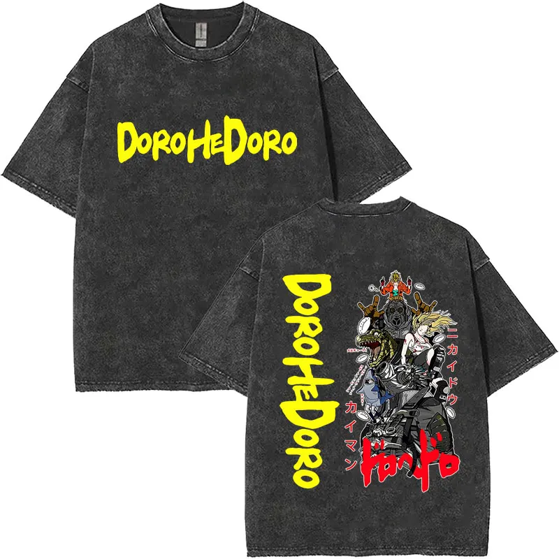 

Винтажная потертая футболка из японского аниме Dorohedoro, мужская хлопковая футболка в стиле Харадзюку, большие поп-футболки с короткими рукавами, уличная одежда высокого качества