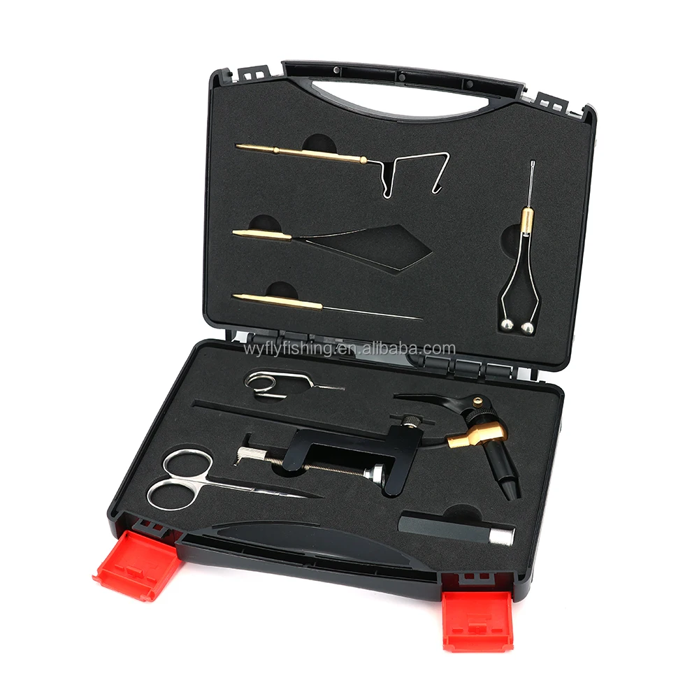 

Portable Fly Tying Tools Kit Bobbin Finisher Scissors Hackle Hair Stacker and Other Fly Fishing Tools Set
