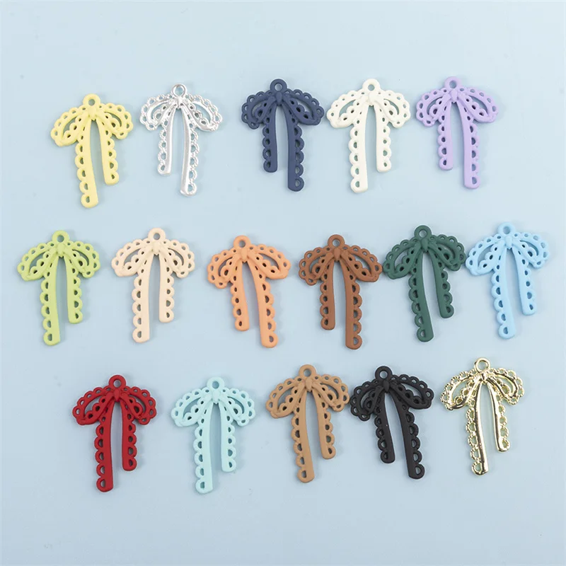 10pcs Kawaii Colorful Candy Color Bowknot Resin Charms for Jewelry Making DIY Handmade Pendants Keychain Earrings Accessories