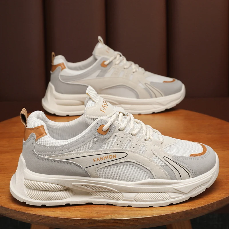 

2025 Viral Men's Fashion Sneakers - Chunky Sole Hong Kong Style Height Boost Breathable Comfortable Daily Commute