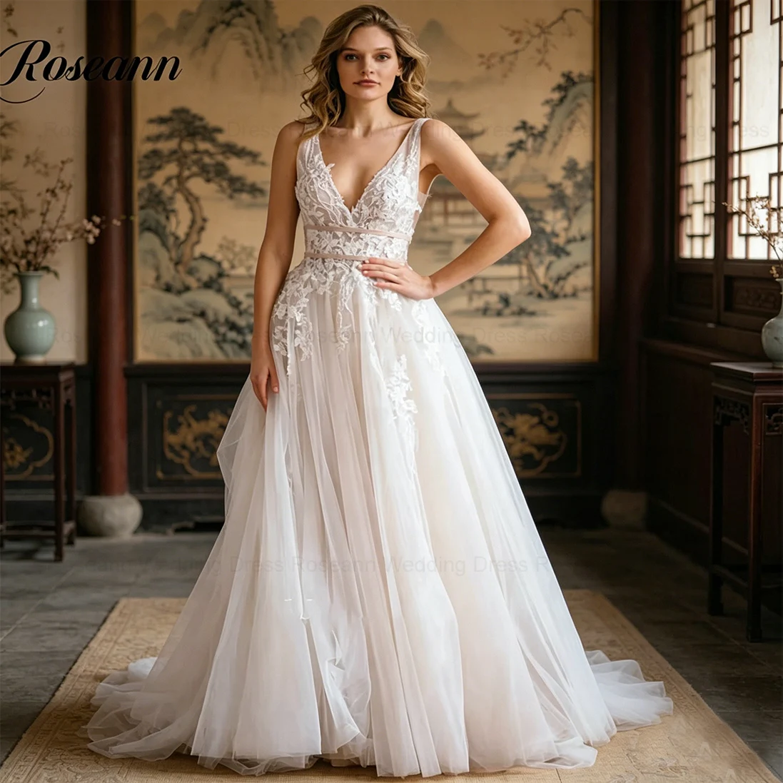 

Roseann Wedding Dress Bride Simple Strapless Satin A-line Dresses for Women Draped Pleat Brush Train свадебное платье Customized