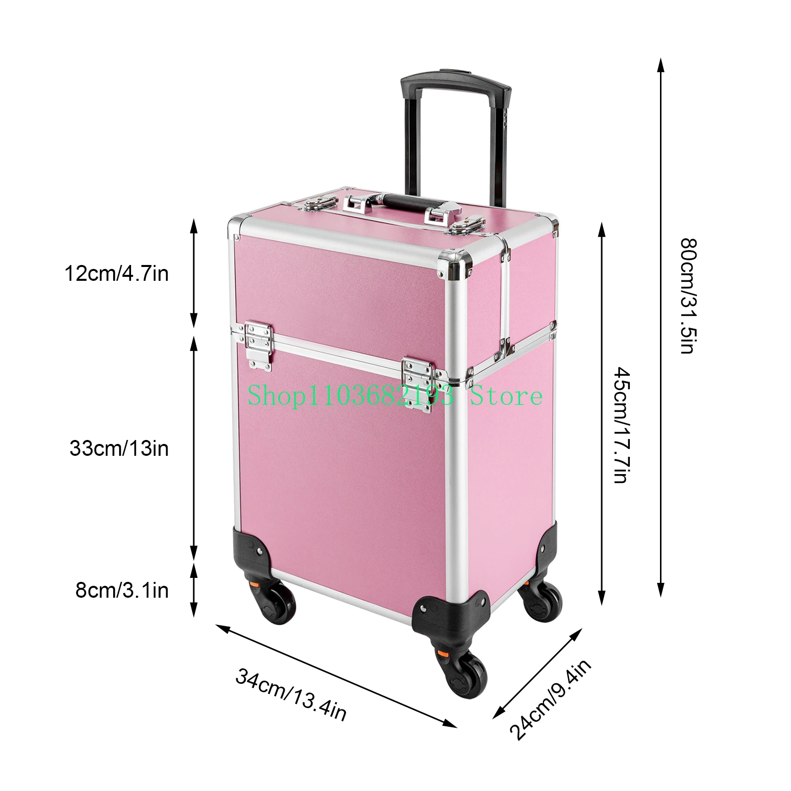 Professional Rolling Makeup Train Case Makeup Storage Organizer Cosmetic Trolley 4 Tray With Slide Rail Salon Barber Trunk Box