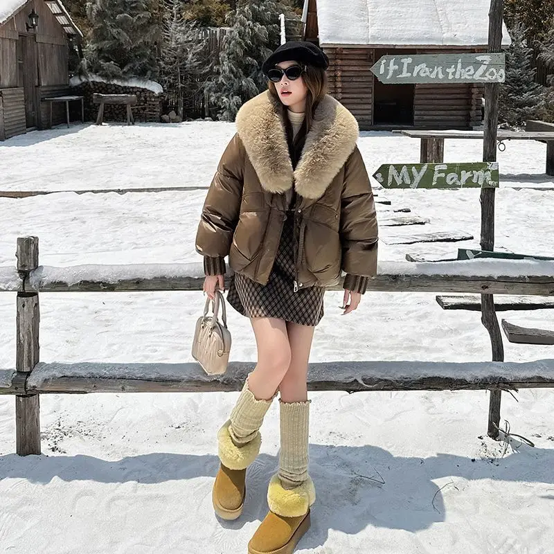 Hairy Collar Fashionable Cotton Padded Women'S 2025 Winter Edition Korean Style Exquisite And Versatile Short Jacket