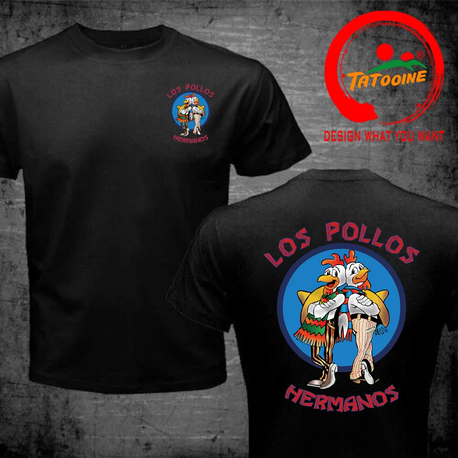 Men's High Quality T-shirt Cotton Breaking Bad LOS POLLOS Chicken Brothers Printed Casual Funny tshirt Male Tee Shirt Camisetas