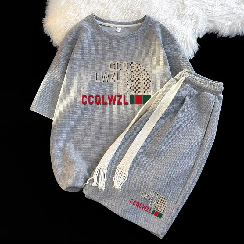 

Модный комплект с шортами, мужские летние тонкие хлопковые баскетбольные брюки с пятью точками, модный свободный повседневный красивый спортивный костюм