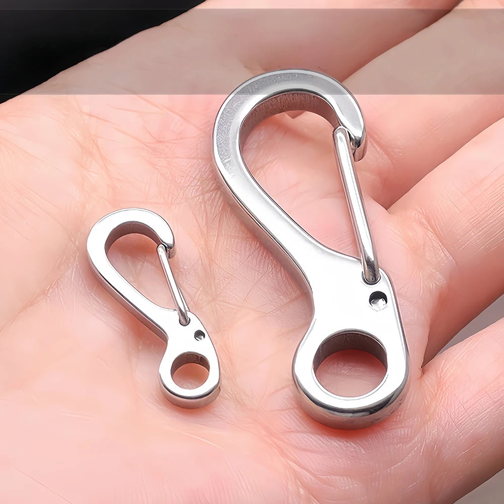 Edelstahl-Federkarabiner Mini-SF-Auslöseclips Schnallen Rucksack-Kletterkarabiner Schlüsselanhänger Camping-Flaschenverschlüsse – Detail 6