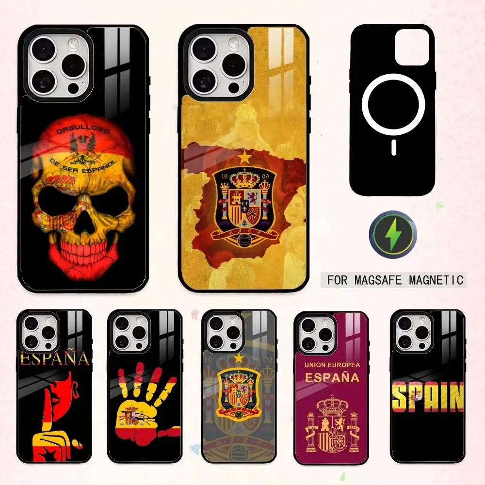 

COOL S-Spain S-Spanish F-Flag Art Phone Case For iPhone17,16,15,14,13,12,11 Plus,Pro Max Magnetic For Magsafe Wireless Charging