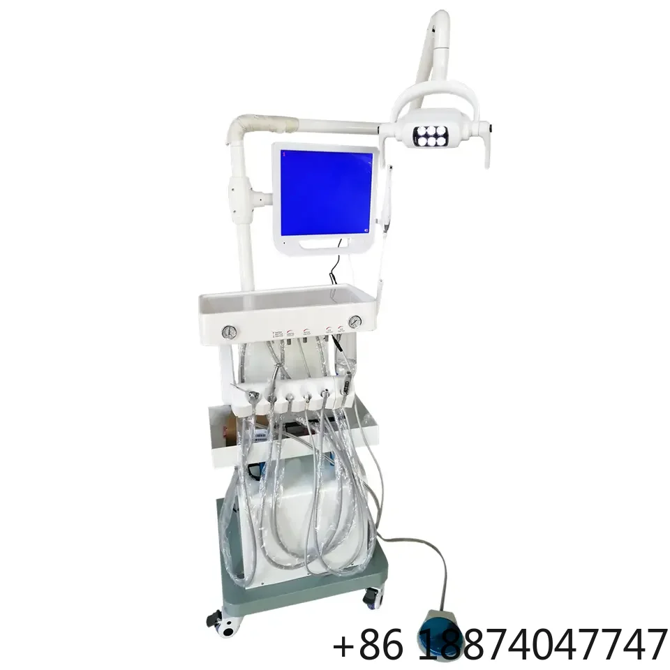 

Luxury Dental Equipment Trolley Cart Movable Treatment Desk Portable Dental Unit with LED Dental Oral Operation Lamp